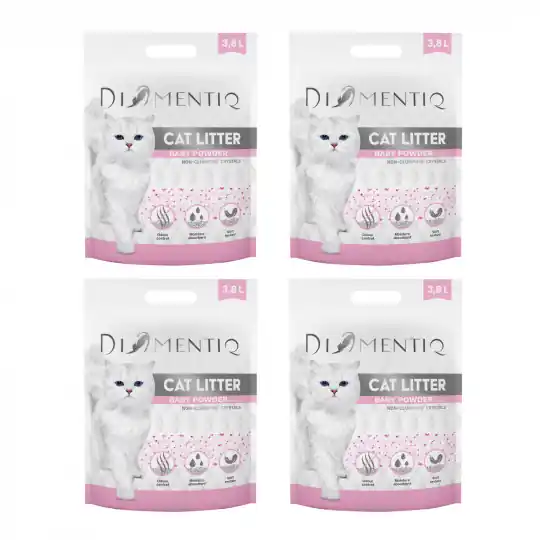 DIAMENTIQ Żwirek Micro Baby Powder Silikonowy, Niezbrylający się dla kota - 4x3,8 l Nowość