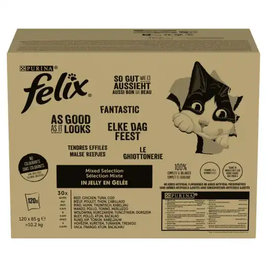 Dostępne od ręki PURINA Felix MIX Smaków - mokra karma dla kota - 120x85 g