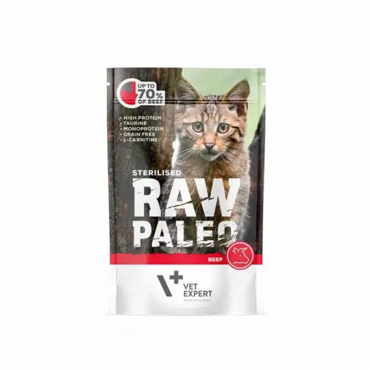 VETEXPERT Raw Paleo Adult Cat Sterilised Wołowina Mono - mokra karma dla kota - 100 g Ograniczona ilość