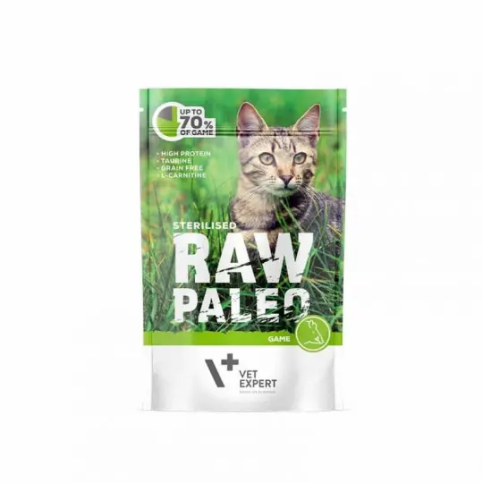Wysoka jakość VETEXPERT Raw Paleo Adult Cat Sterilised Dziczyzna - mokra karma dla kota - 100g