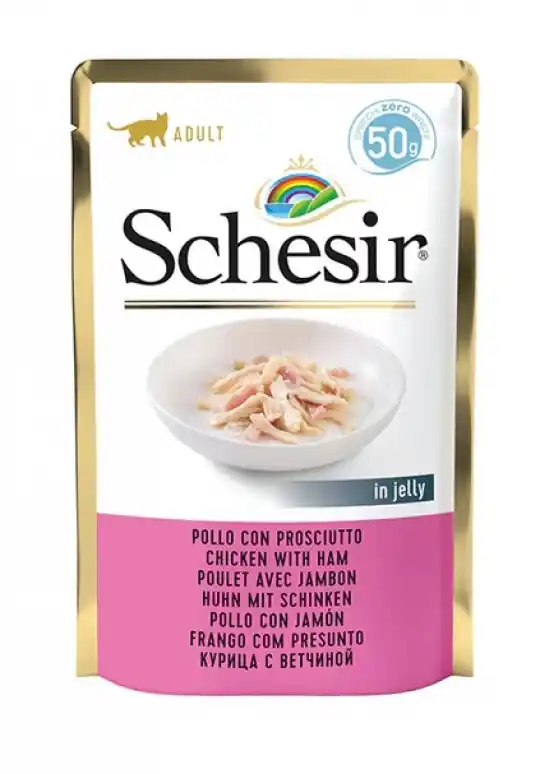 SCHESIR dla kotów Single Dish Fileciki z Kurczaka i Szynką 50g Darmowy zwrot