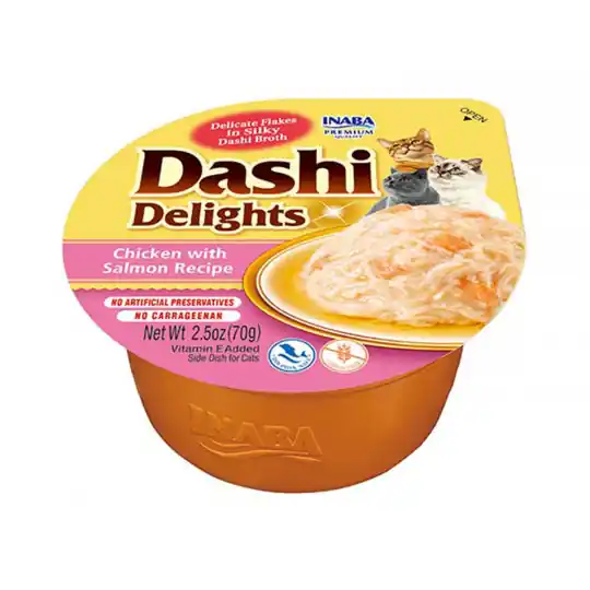 INABA Dashi Delights Kurczak z łososiem w bulionie - przysmak dla kota - 70 g Taniej