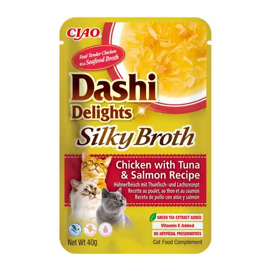 Oferta INABA CAT Dashi Delights Silky Broth Chicken with Tuna & Salmon - przysmak dla kota - 40g