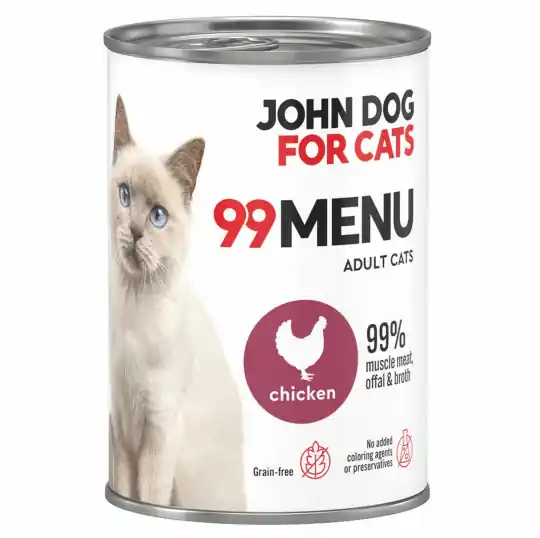 Darmowy zwrot JOHN DOG 99 Menu Mono Kurczak - mokra karma dla kota - 400g