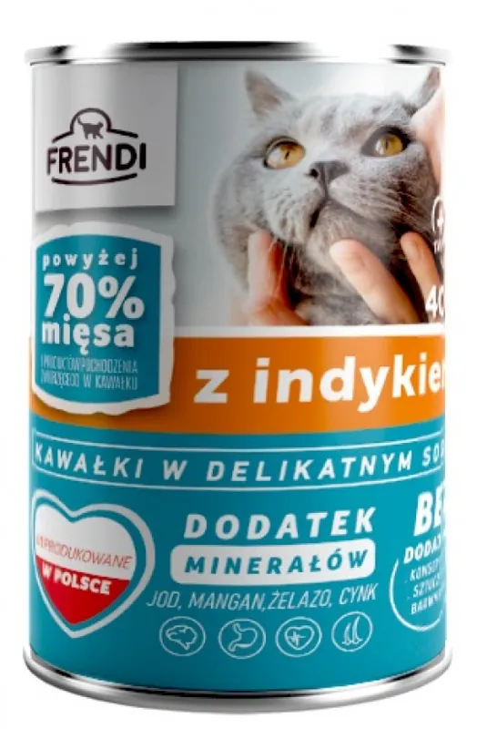 FRENDI z Indykiem kawałki w delikatnym sosie - mokra karma dla kota - 400 g Hit cenowy