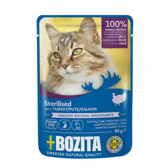 Najlepsza cena BOZITA Sterilised Kawałki w galaretce z indykiem - mokra karma dla kota - 85g