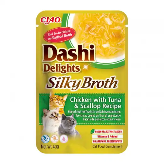 INABA CAT Dashi Delights Silky Broth Chicken with Tuna & Scallop - przysmak dla kota - 40g Popularny