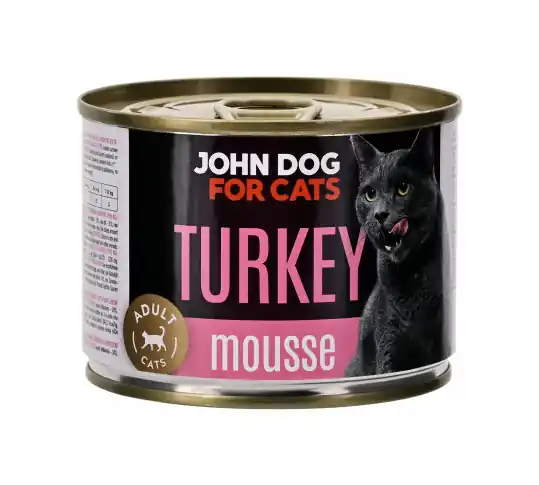 Oferta czasowa JOHN DOG For cats Mousse Mono Indyk - mokra karma dla kota - 200g