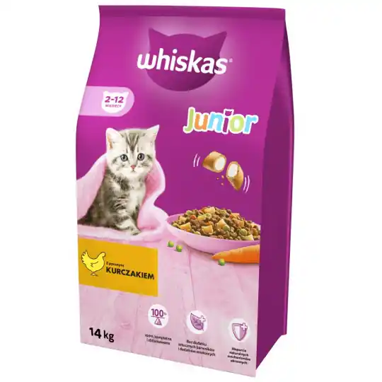 WHISKAS Junior z kurczakiem - sucha karma dla kota - 14kg Obniżka ceny