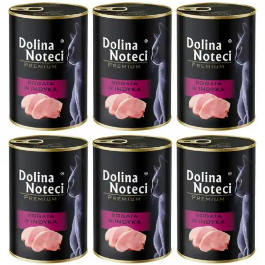 DOLINA NOTECI Premium Bogata w indyka - mokra karma dla kota - 6x400g Tani