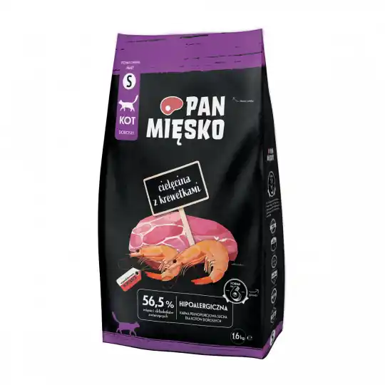 PAN MIĘSKO Cielęcina z krewetkami S - sucha karma dla kota - 1,6kg Bezpieczna płatność