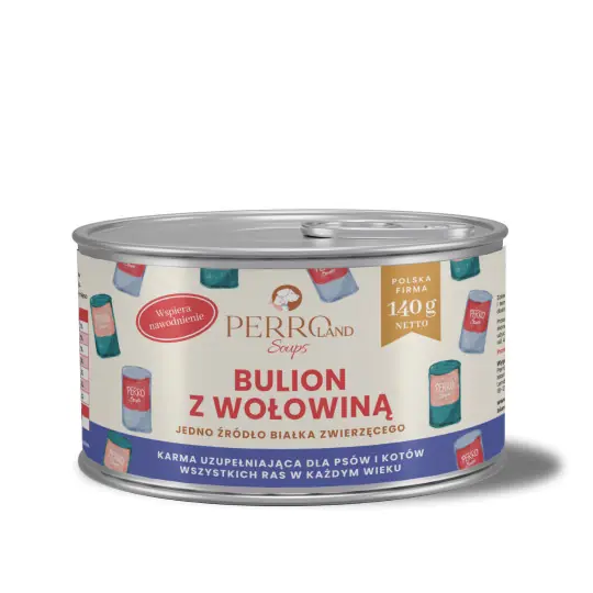 Sprawdź teraz PERRO PERROland Soups Bulion z wołowiną Mono - przysmak dla psa i kota - 140g