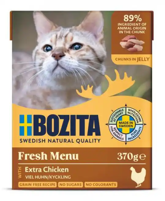 Darmowy zwrot BOZITA Fresh Menu Kurczak w galaretce - mokra karma dla kota - 370g