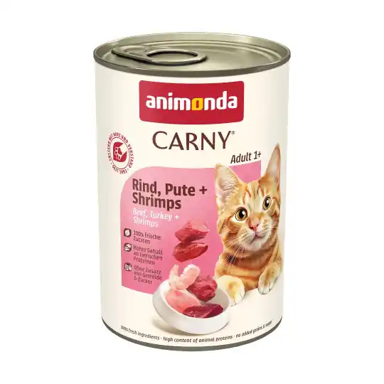 Premium ANIMONDA Carny Adult Wołowina, indyk, krewetki - mokra karma dla kota - 400g