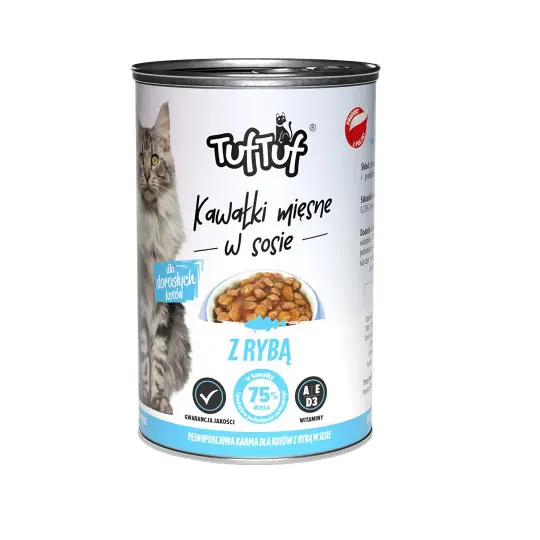 Premium TUF TUF Kawałki mięsne w sosie z rybą - mokra karma dla kota - 415g