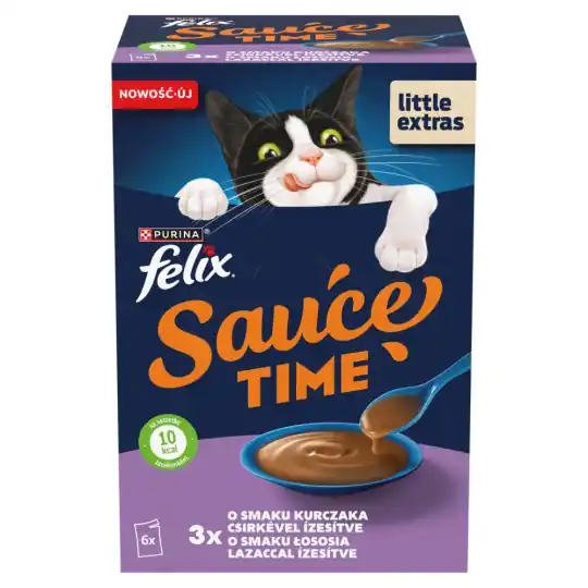 PURINA Felix Sauce Time Box Kurczak, łosoś - mokra karma dla kota - 6x40g Dodaj do koszyka