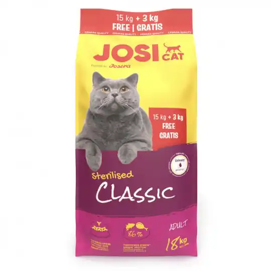 Bezpieczne zakupy JOSERA JosiCat Sterilised Classic – sucha karma dla kota – 15kg + 3kg
