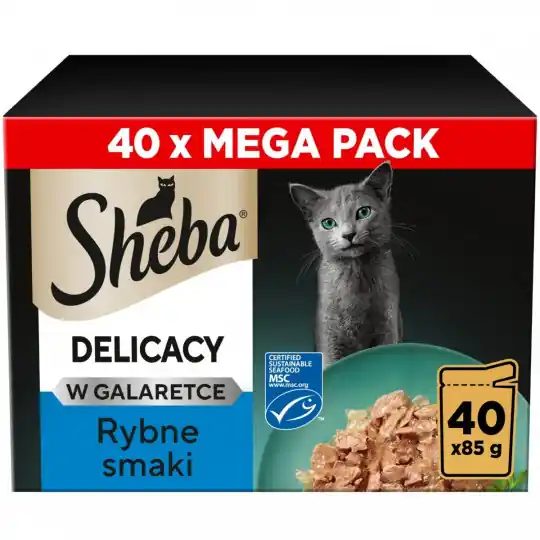 SHEBA Delicacy Rybne smaki w galaretce - mokra karma dla kota - 40X85g Wyjątkowa oferta
