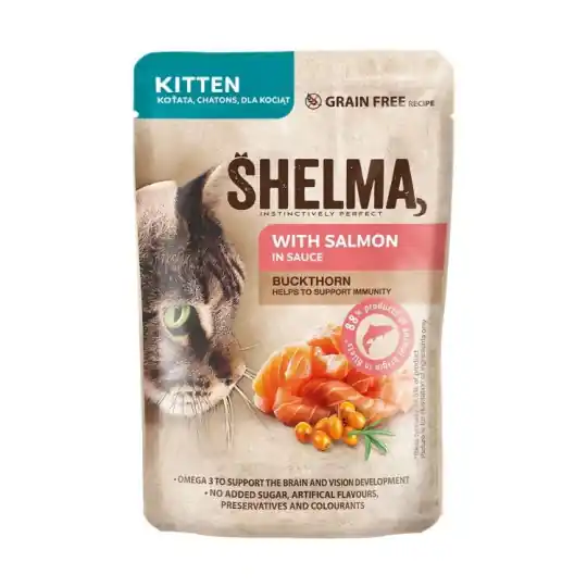 SHELMA Kitten z łososiem w sosie - mokra karma dla kota - 85g Nowy