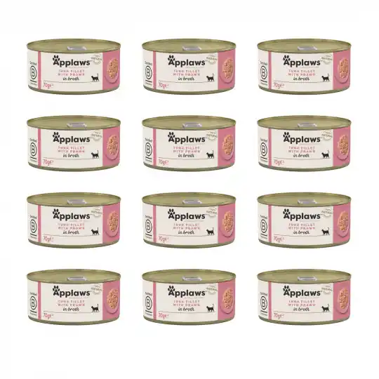 APPLAWS Filet z tuńczyka z krewetkami w rosole - mokra karma dla kota - 12x70g Do wyczerpania zapasów