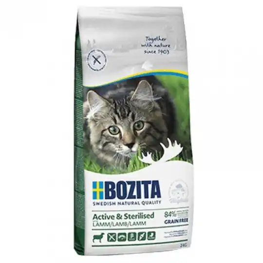 Nowy BOZITA Active & Sterilised Grain free Lamb - sucha karma dla kotów wychodzących po sterylizacji - 2kg