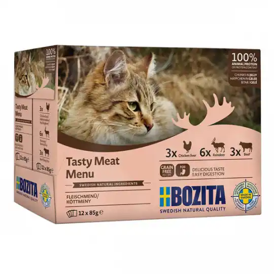 Okazja BOZITA Tasty meat menu Multibox Mix Smaków w galaretce Box - mokra karma dla kota - 12 x 85g