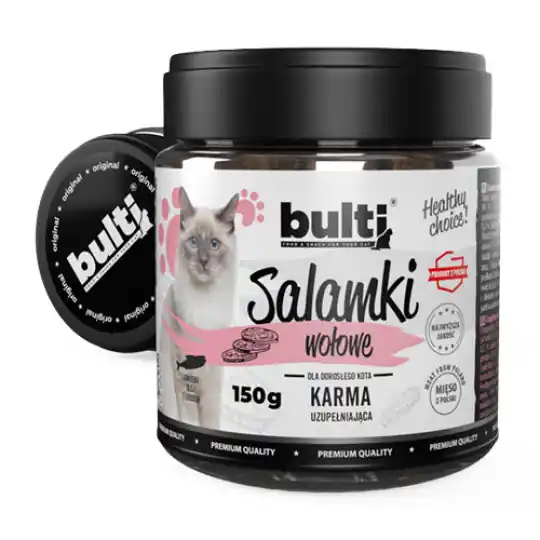 Nowość BULTI Salamki wołowe - przysmak dla kota - 150g