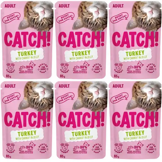 Wyjątkowa oferta CATCH Indyk z marchewką w galaretce - mokra karma dla kota - 6x85g