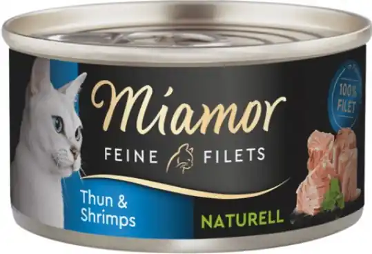 Zamów teraz MIAMOR Feine Filets Naturell Tuńczyk z krewetkami - mokra karma dla kota - 80g