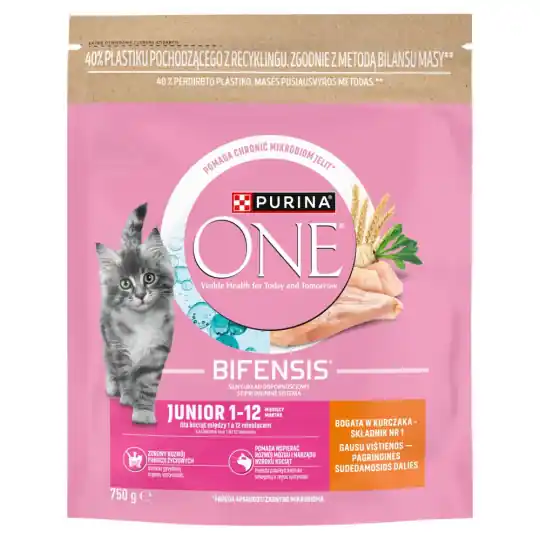 Szybka dostawa PURINA One Bifensis Junior Bogata w kurczaka - sucha karma dla kota - 750g