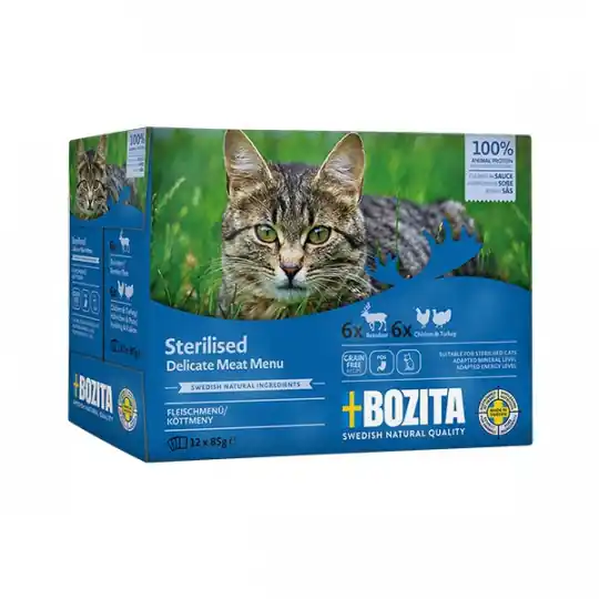 Bestseller BOZITA Sterilised Kawałki w sosie z mięsem Box - mokra karma dla kota -12 x 85g