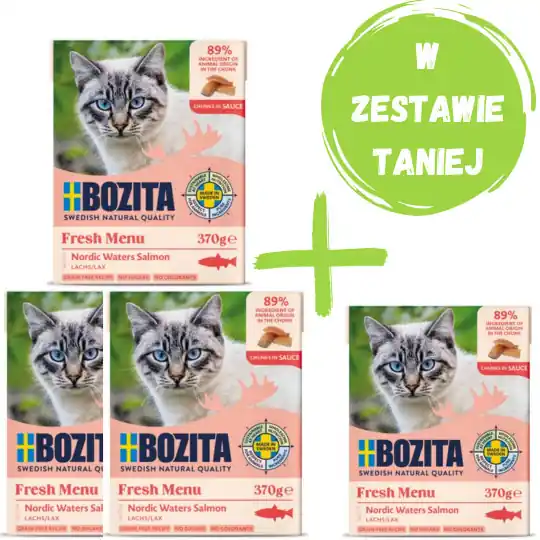 BOZITA Łosoś w sosie - mokra karma dla kota - 4x370g Wybór klientów