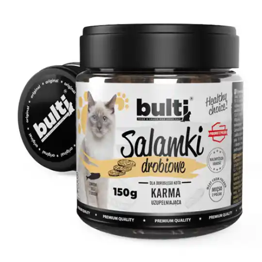 Oferta limitowana BULTI Salamki drobiowe - przysmak dla kota - 150g