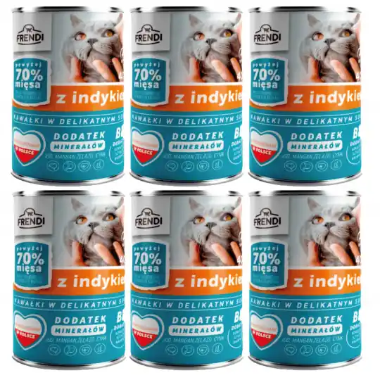 Zniżka FRENDI z Indykiem kawałki w delikatnym sosie - mokra karma dla kota - 6x400g