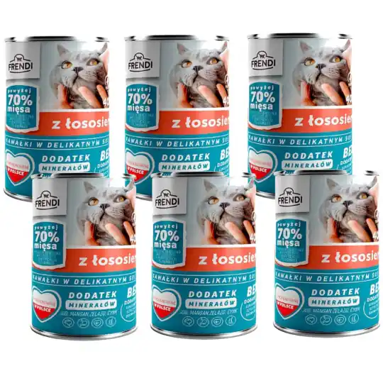 FRENDI z Łososiem kawałki w delikatnym sosie - mokra karma dla kota - 6x400g Oferta czasowa