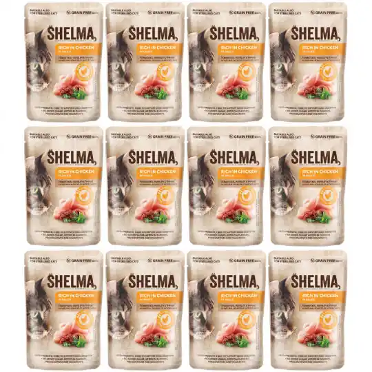 Oferta czasowa SHELMA Bogata w kurczaka w sosie - mokra karma dla kota - 12x85g