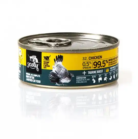Niska cena 3COTY Kurczak ze spiruliną Dla kociąt i karmiących kotek Mono - mokra karma dla kota - 80g