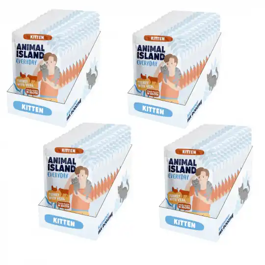 Wybór klientów ANIMAL ISLAND Everyday Kitten Indyk z cielęciną w rosole - mokra karma dla kota - 48x85g