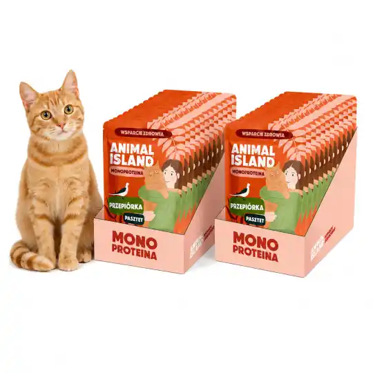Rabat ANIMAL ISLAND Mono Przepiórka - mokra karma dla kota - 24x100g