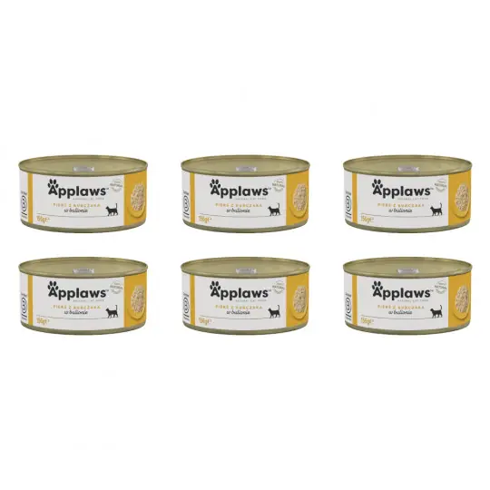APPLAWS Filet z kurczaka w rosole - mokra karma dla kota - 6x156g Wyjątkowa oferta