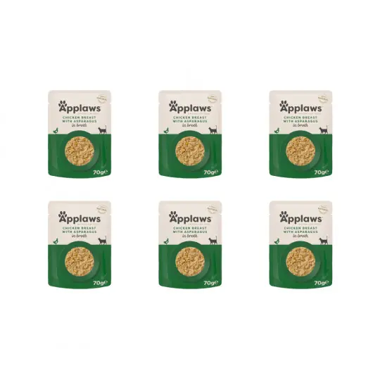 APPLAWS Filet z kurczaka ze szparagami w rosole - mokra karma dla kota - 6x70g Ostatnie sztuki