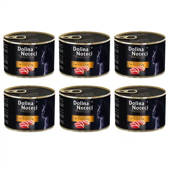 DOLINA NOTECI Premium Bogata w kaczkę - mokra karma dla kota - 6x185g Bezpieczne zakupy