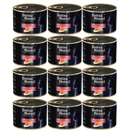Super okazja DOLINA NOTECI Premium bogata w łososia - mokra karma dla kota - 12x185g