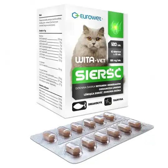 Szybka wysyłka EUROWET Wita-Vet Sierść - suplementy dla kota - 120 tabletek