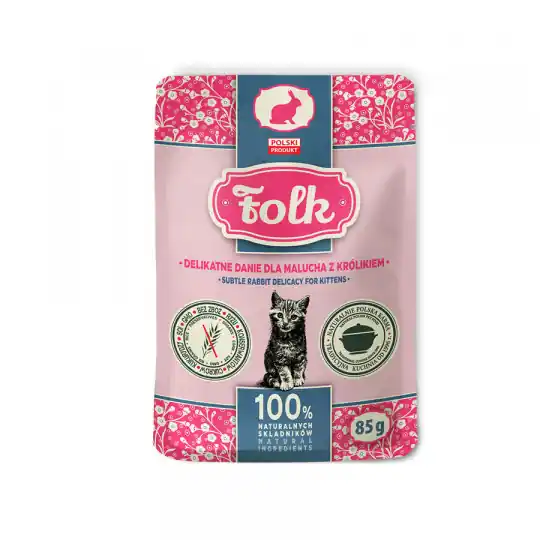 FOLK Kitten Delikatne danie dla malucha z królikiem Mono - mokra karma dla kota - 85g Wybór klientów