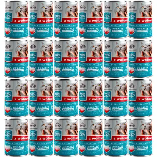FRENDI z Wołowiną kawałki w delikatnym sosie - mokra karma dla kota - 24x400g Oferta czasowa