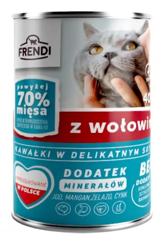 FRENDI z Wołowiną kawałki w delikatnym sosie - mokra karma dla kota - 400 g Ekspresowa dostawa