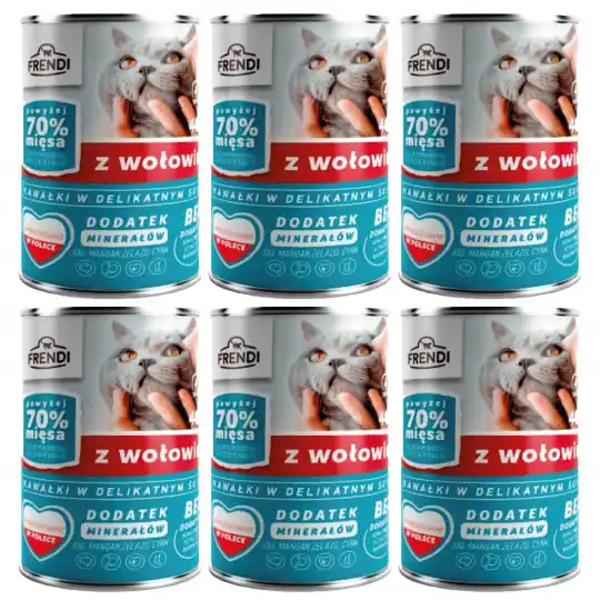 Kup online FRENDI z Wołowiną kawałki w delikatnym sosie - mokra karma dla kota - 6x400g