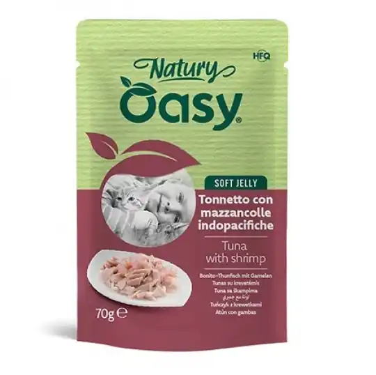 OASY Natury Soft Jelly Tuna with shrimp - mokra karma dla kota - 70g Bezpieczna płatność