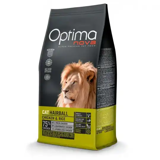 OPTIMANOVA Cat Hairball Chicken & Rice - sucha karma dla kota - 2kg Wyjątkowa oferta